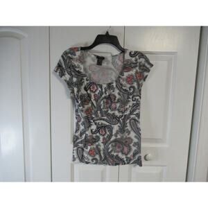 Ann Taylor paisley print scoop neck blouse